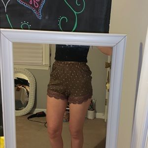 Floral Shorts w/ Lace Detail
